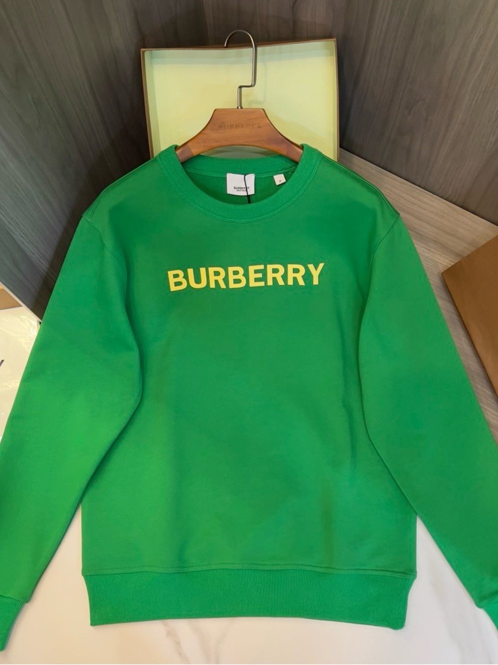 Burberry Men's Green Logo Crewneck Sweater